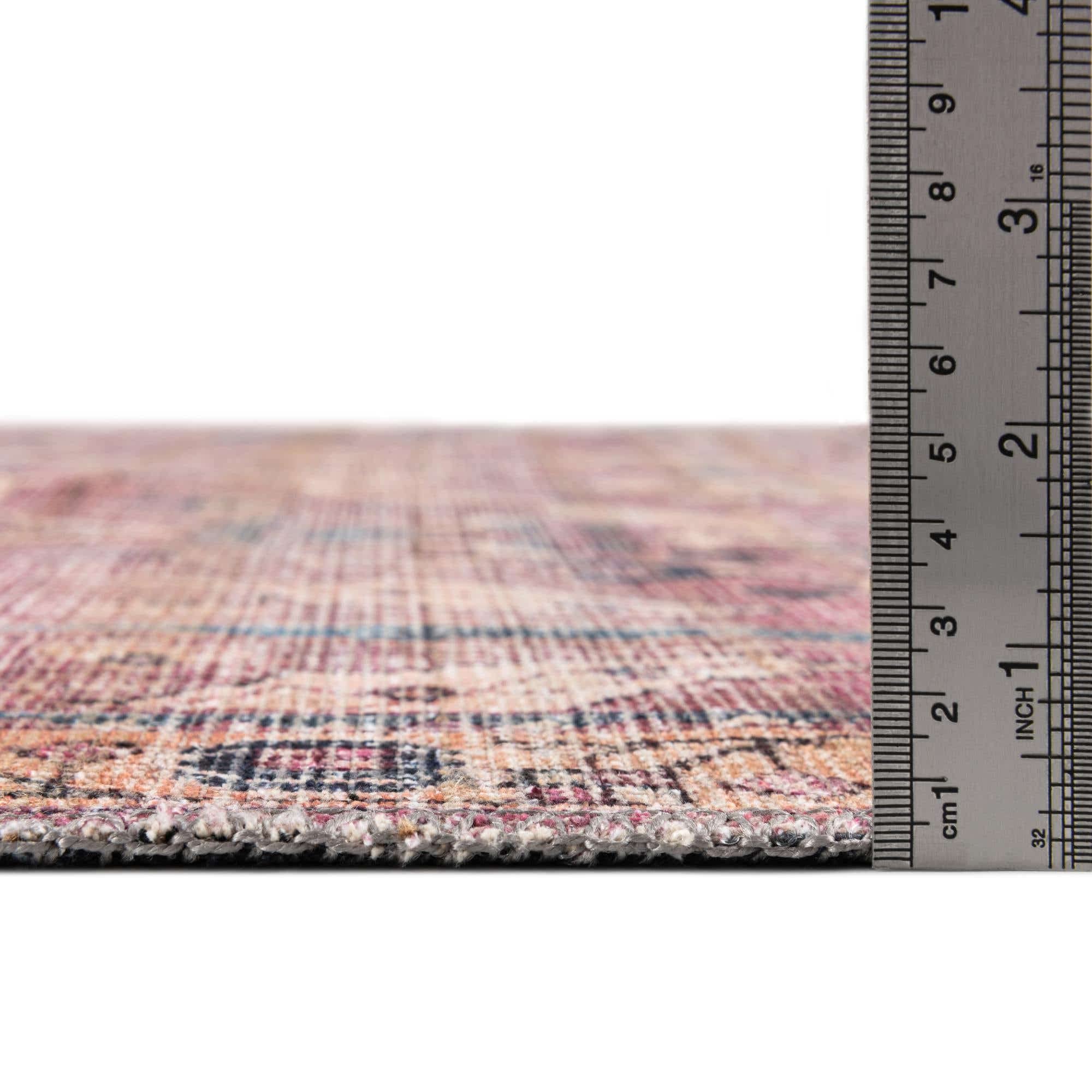 Rugs.com Nostalgia Collection Washable Rug – 7' 10 Square Pink Flatweave Perfect for Living Rooms, Kitchens, Entryways