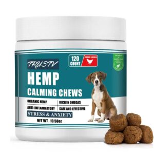 Hemp Calming Chews for Dogs - All-Natural Soothing Snacks for Stress & Dog Anxiety Relief, Dog Melatonin Calming Treats - Helps Aid with Thunderstorms, Separation, Stress Relief & Barking(120 Chews)