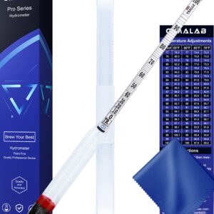 Cimalab Hydrometer Alcohol Meter, Hydrometer Alcohol 0-200 Proof and Tralle Alcohol Hydrometer, Alcohol Proof Tester Hydrometer, Alcohol Tester for Liquor/Moonshine/Spirits/Proofing/Distilled