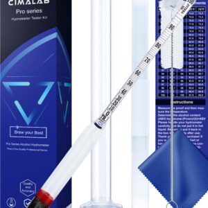 Cimalab Hydrometer Alcohol Meter Kit, Hydrometer Alcohol 0-200 Proof & Tralle with Hydrometer Test Jar, Alcohol Proof Tester Hydrometer, Alcohol Tester for Liquor/Moonshine/Spirits/Proofing/Distilled