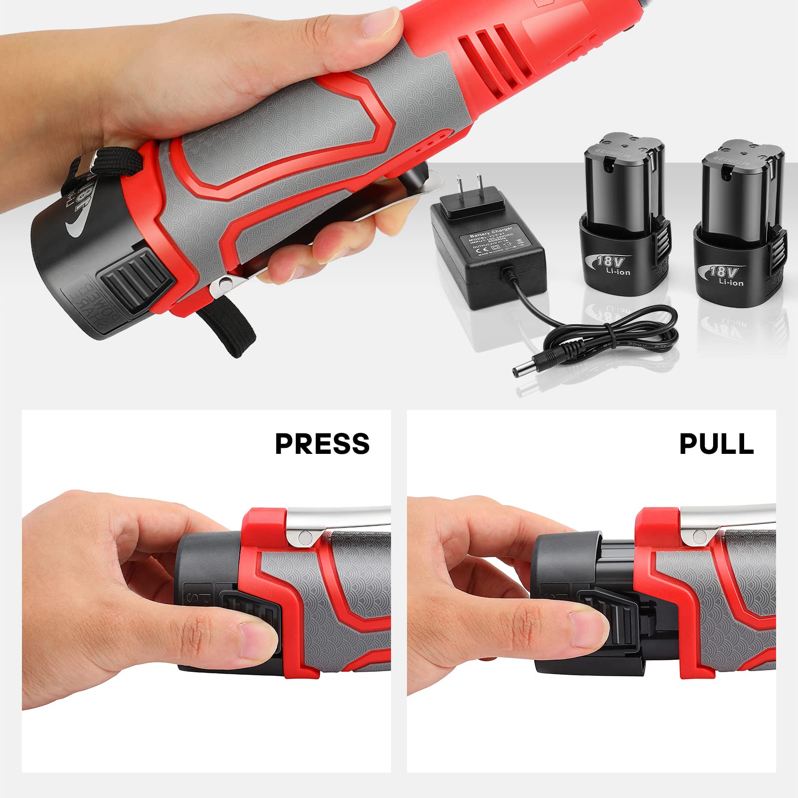 FAHKNS 18V Extended Cordless Ratchet Wrench 3/8 Electric Wrenches Set 45 ft-lbs (60 N.m) 400RPM Power,2 Battery 2.0Ah Lithium-Ion,7 Sockets (10/11/12/13/14/15/17mm) And Charger,Variable Speed Trigger