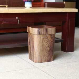 Retro Trash Can Household Creative Imitation Wood Garbage Bin for Rooms Kitchen and Paper of Office Basket Living Room, Without Cover