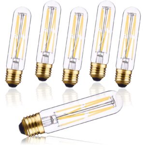 create bright candelabra led light bulbs t10 tubular edison led filament bulb 8w e26 daylight white 5000k,clear glass,960lm,6 pack