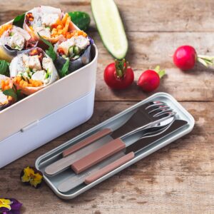 monbento - MB Slim Box pink Moka Cutlery Set for Bento box - Trio Knife - 3 Pieces Fork Spoon Knife - Perfect for Outdoor/Work Lunch