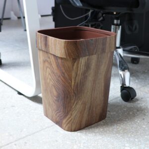 Retro Trash Can Household Creative Imitation Wood Garbage Bin for Rooms Kitchen and Paper of Office Basket Living Room, Without Cover