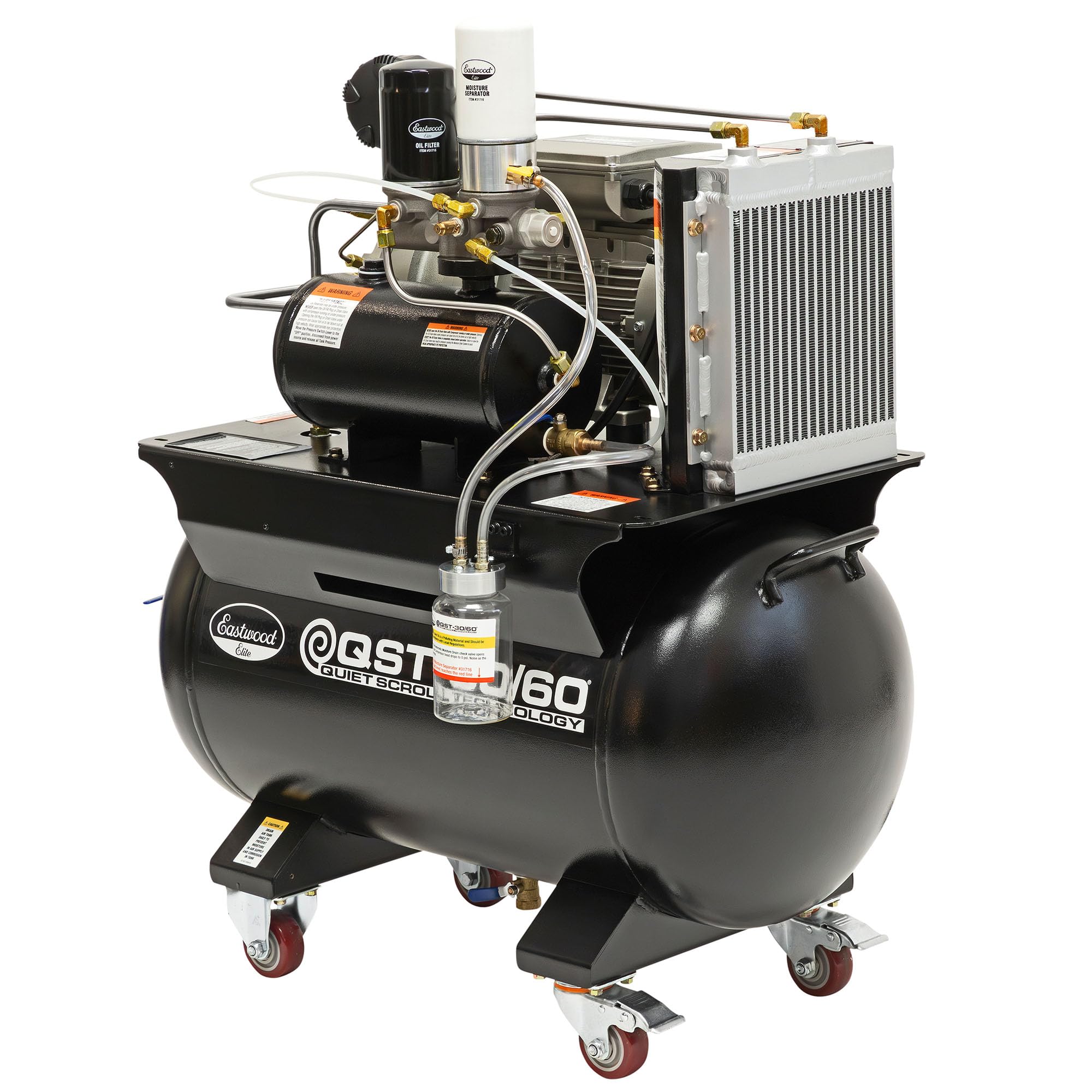 Eastwood Elite QST 30/60 Scroll Air Compressor | Quiet Powerful Portable Shop Air Compressor Technology | High Performance Air Pump 12.7 cfm @ 90 psi | 4 HP 100% duty cycle | Automatic Moisture Drain