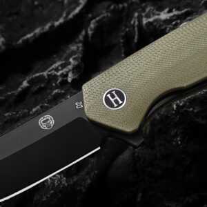 Holtzman's Gorilla Survival 'Pathfinder' Folding Knife featuring D2 Steel Blade and G10 Handle in Gift Box Set (Black+Green)