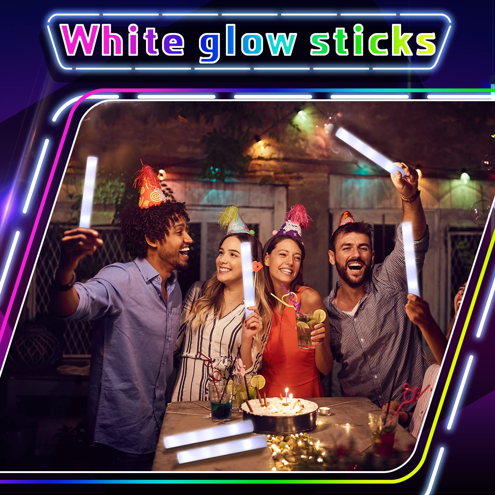 Liliful Glow LED Cheer Sticks Light up Glow Sticks Wedding Wand for Birthday Wedding Bridal Shower Raves Carnival Concert Glow in Dark Party (72 Pcs)