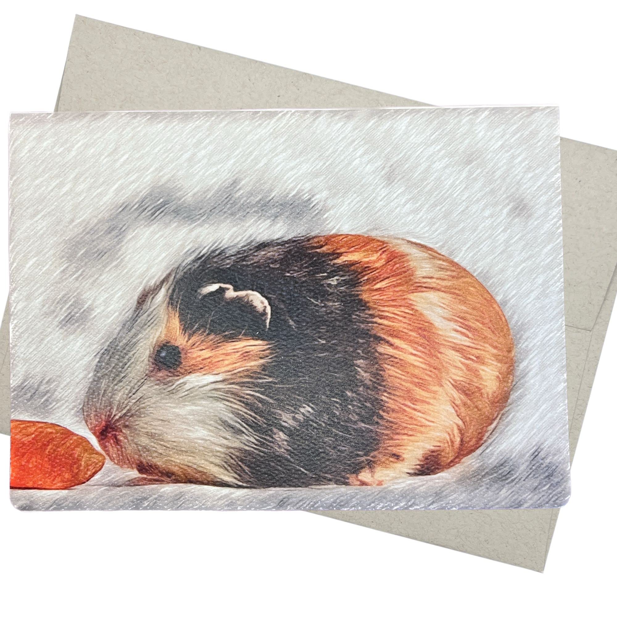 Guinea Pig Greeting Card with Envelope (5X7 Inches and Blank Inside) Note Card for lovers of Guinea Pigs for Birthday or a Holiday - 8