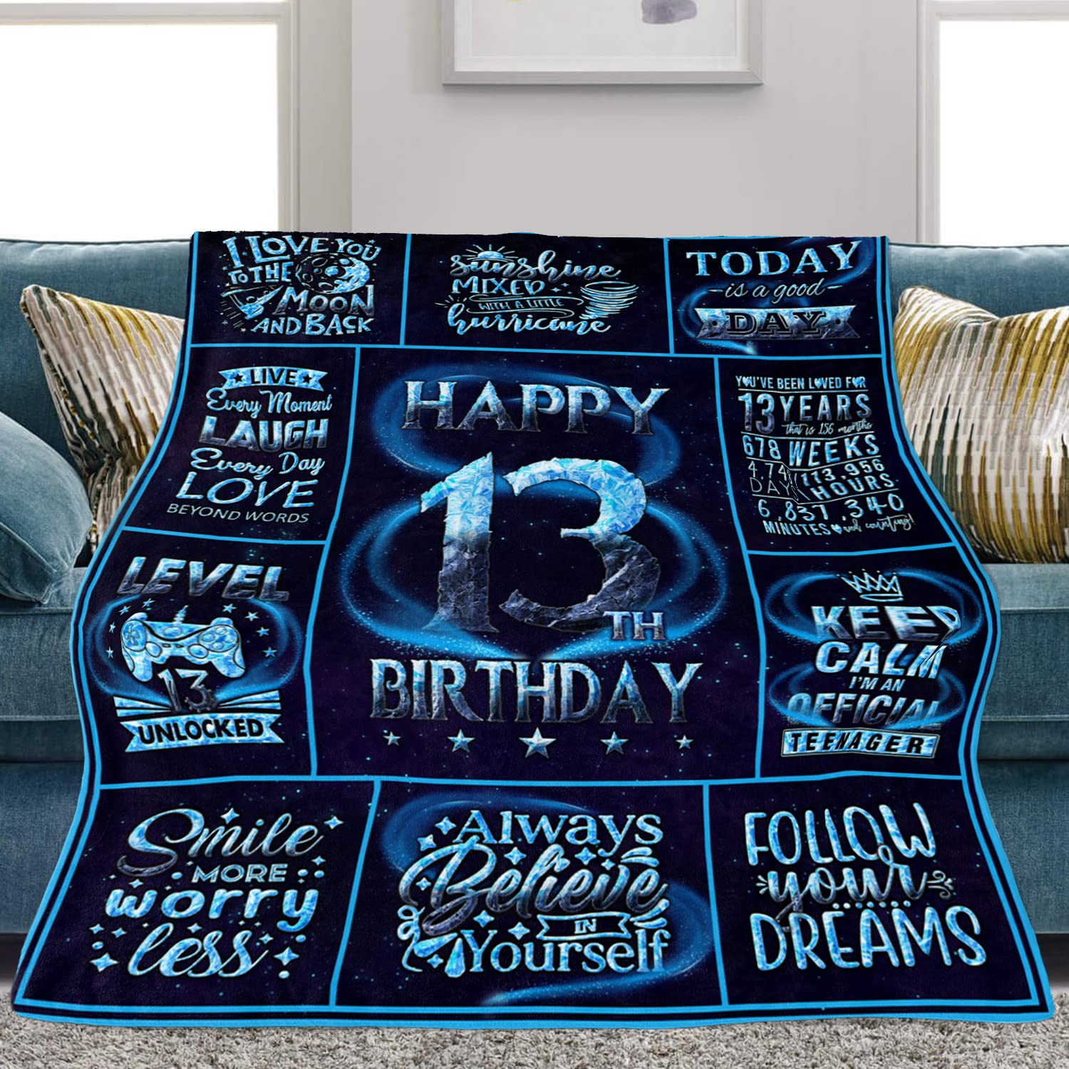 13 Year Old Boy Gift Ideas, Gifts for 13 Year Old Boy, 13th Birthday Gifts for Boys, 13 Year Old Boy Birthday Gifts, 13th Birthday Decorations for Boys, 13 Year Old Boy Gifts Throw Blanket 50"X60"