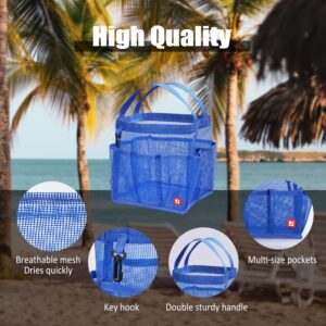 Jovilife Mesh Shower Caddy Quick Dry Hanging Shower Tote 10 Pouch Portable Bathroom Caddy Organizer with Key Hook 8.7INCH Width Large Mesh Shower Tote Portable for Dorm Camp Beach Pool