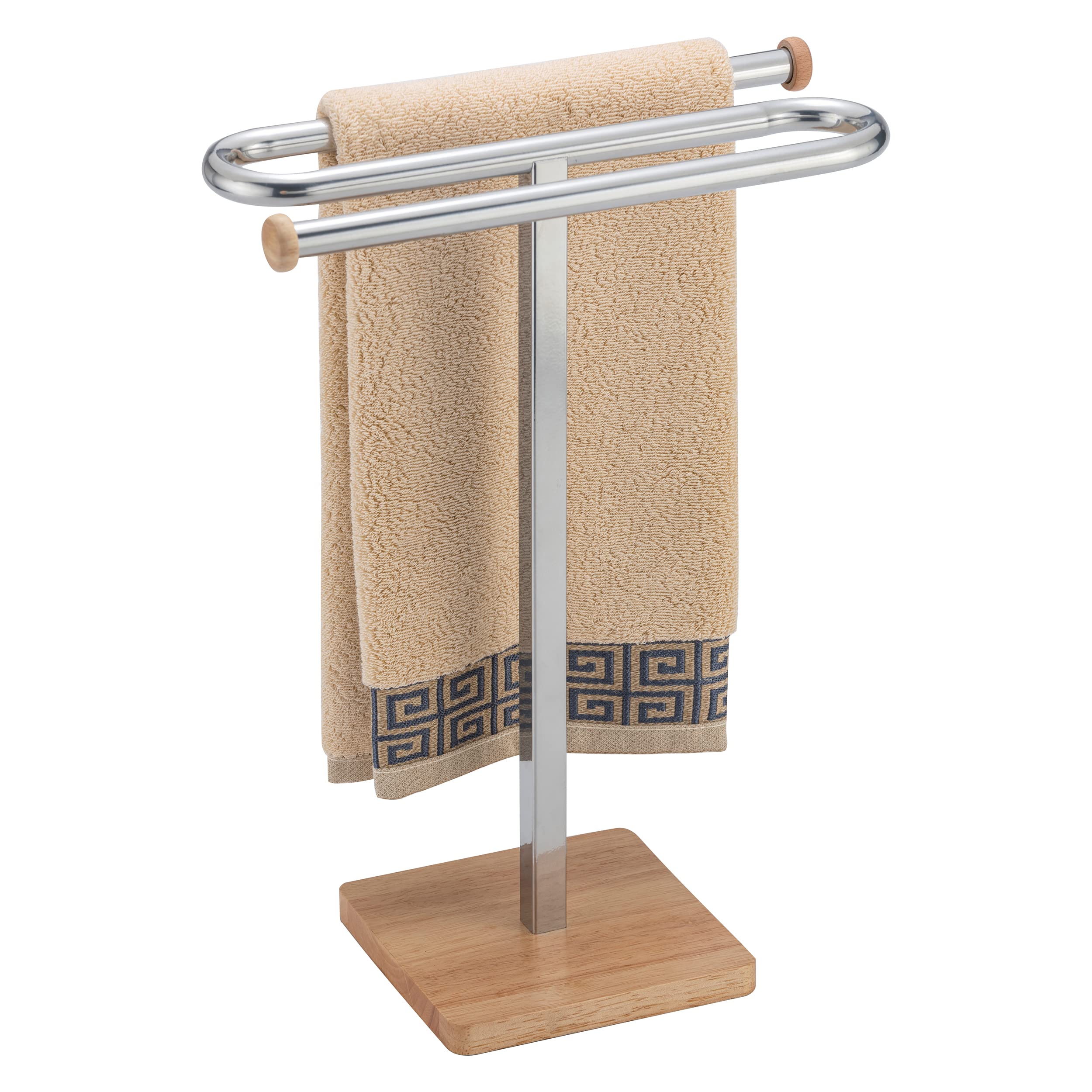 ZCDCP Hand Towel Holder Stand, S-Shape Countertop Towel Stand with Wood Base Freestanding Towel Rack for Bathroom