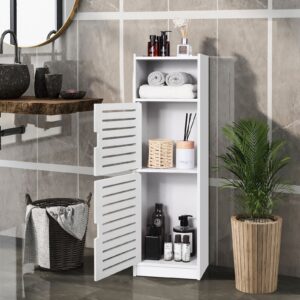 NOKAMW White Floor Standing Waterproof Bathroom Cabinets,Storage Accessories Cabinet for Bathroom,Furniture for Bathroom Bedroom Hallway,Storage Cupboard Unit with Daily use Layer 29x7.9x9.5inch