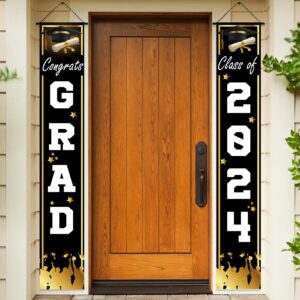 class of 2024 graduation decorations, black congrats graduation banner party supplies - graduation party class of 2024 graduation decorations for any schools or grades