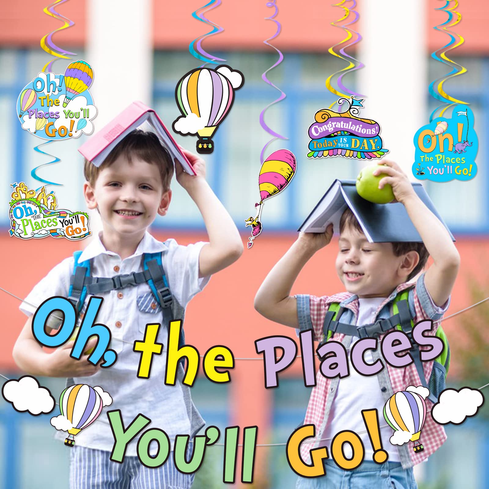 Oh The Places You'll Go Decorations Dr Seuss Party Decorations Oh The Places You'll Go Banner Hot air Balloon Decorations Kindergarten Preschool Graduation Decorations