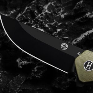 Holtzman's Gorilla Survival 'Pathfinder' Folding Knife featuring D2 Steel Blade and G10 Handle in Gift Box Set (Black+Green)