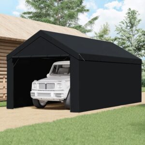 Caravan Canopy Domain 10 x 20 Foot Durable Sidewalls for Garage Carport Canopy Car Tent with Dual Zippers and Roll Up Door, Black (Sidewalls Only)