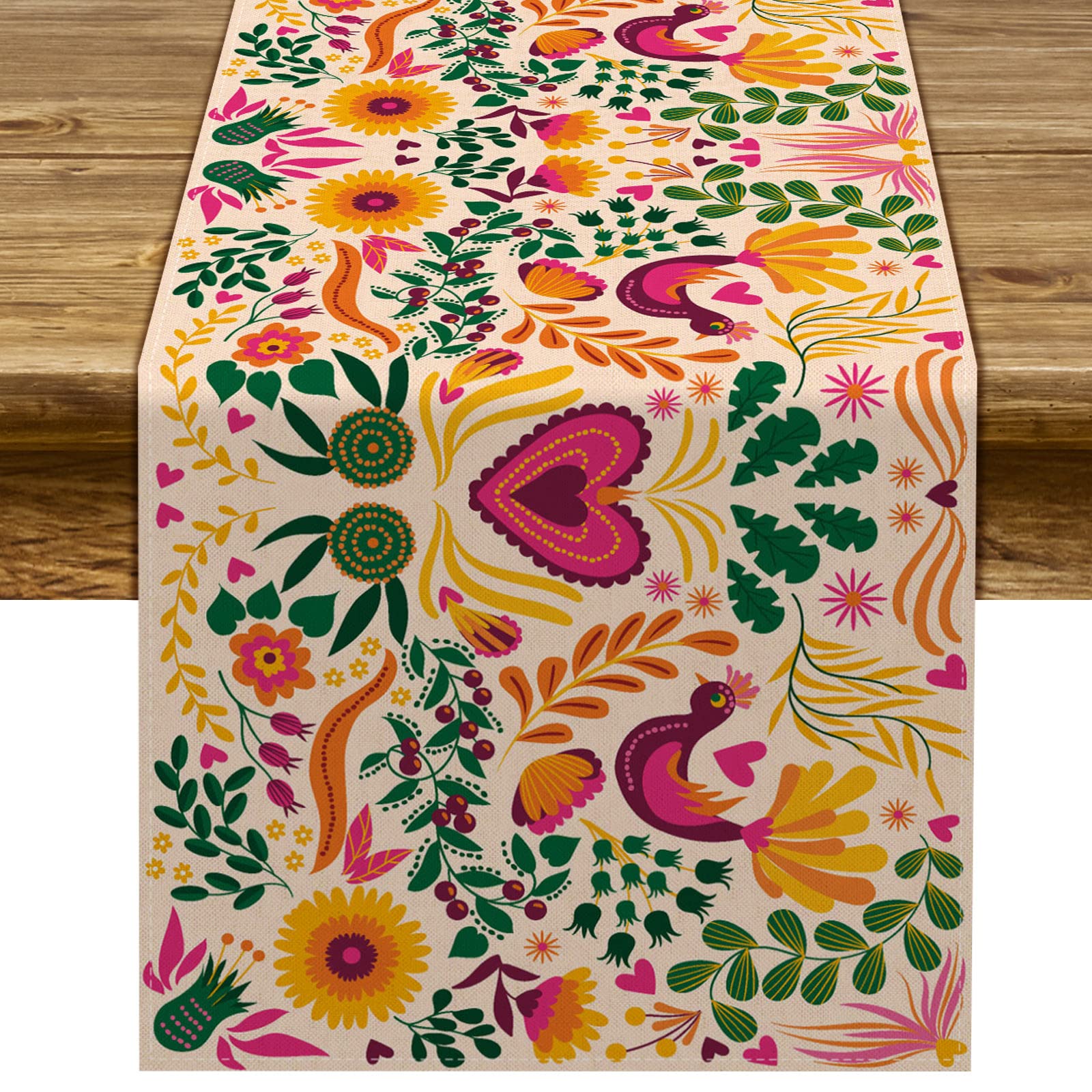 Sunwer Mexican Fiesta Table Runner Mexico Dia De Los Muertos Decoration Cinco De Mayo Party Supply Home Kitchen Dining Room Decor(13" x 72")