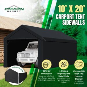 Caravan Canopy Domain 10 x 20 Foot Durable Sidewalls for Garage Carport Canopy Car Tent with Dual Zippers and Roll Up Door, Black (Sidewalls Only)