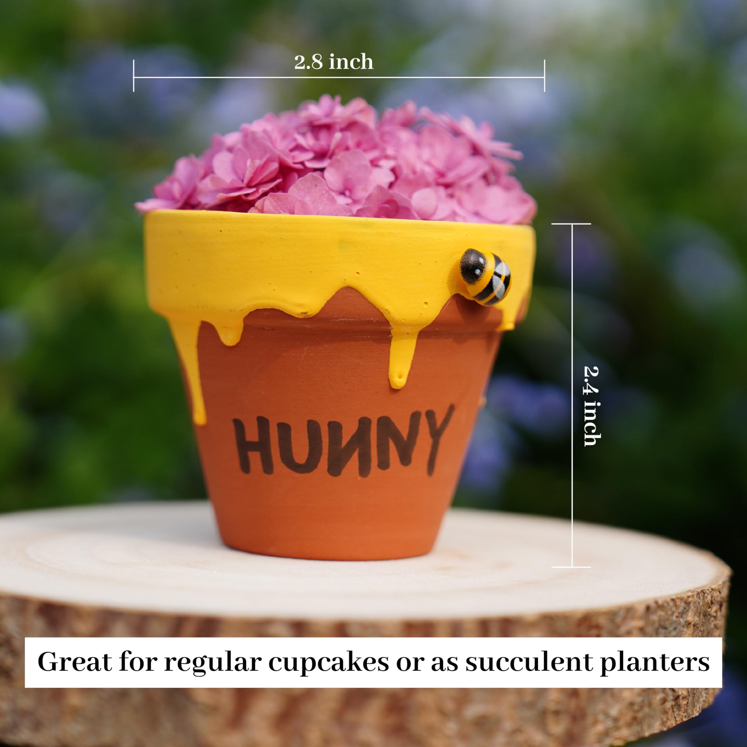 Spelable 6 Pack Honey Pot, for Cupcake, Party Favor, Planter, Party Favor for Baby Shower 1st Birthday Party Decoration Hunny Pot