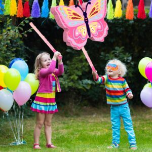 Threan Butterfly Pinata Bundle with Bat Stick & Blindfold - Butterfly Theme Party Supplies for Birthday or Baby Shower - Cardboard Pinata, Includes Confetti