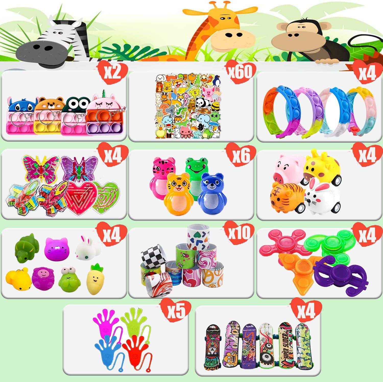 Dilycery 107 PCS Party Favors Toys for Kids, Treasure Box Toys for Classroom, Pop Fidget Toys Treasure Chest for Kids Prizes Classroom, Bulk Pinata Stuffers Goodie Bag Fillers for Kids 4-8