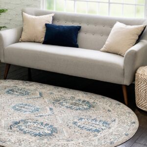 Rugs.com Nyla Collection Rug – 4' x 6' Oval Gray Medium Rug Perfect for Living Rooms, Large Dining Rooms, Open Floorplans