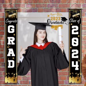 Class of 2024 Graduation Decorations, Black Congrats Graduation Banner Party Supplies - Graduation Party Class of 2024 Graduation Decorations for Any Schools or Grades