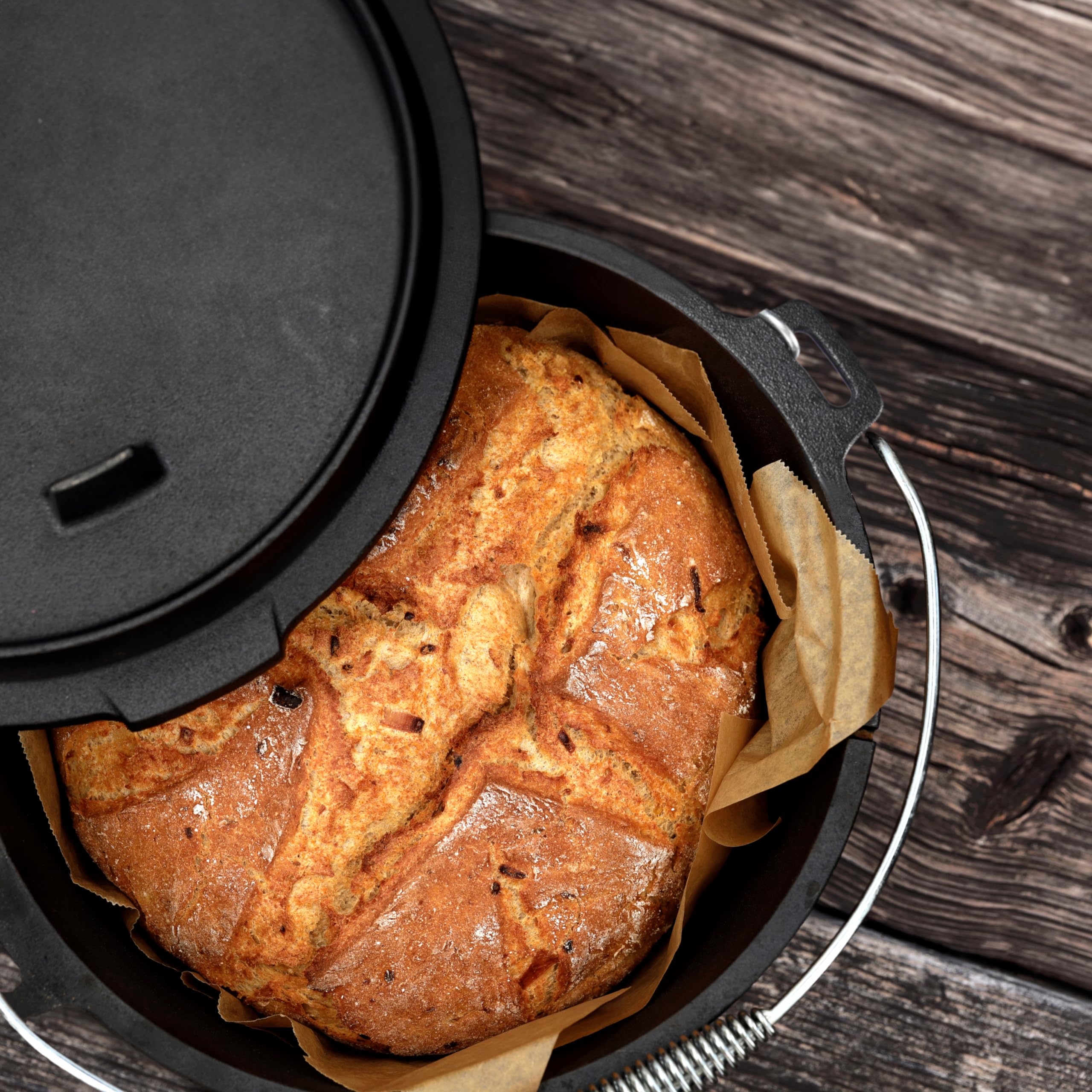 Nourished Essentials Cast Iron Dutch Ovens 6-Quart - Your Culinary Companion for Exceptional Creations - Durable and Efficient Cooking Tool - 14.3"x12.4"x7.8" - Black