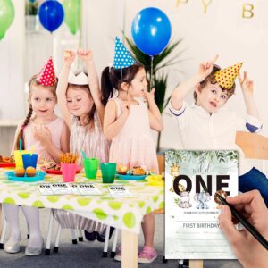 Buildinest Wild One Birthday Party Invitations with Envelopes (20-Pack), 4"x6" Safari Animals 1st Birthday Invitation Cards, Jungle Wild Animals Party Invites-B14