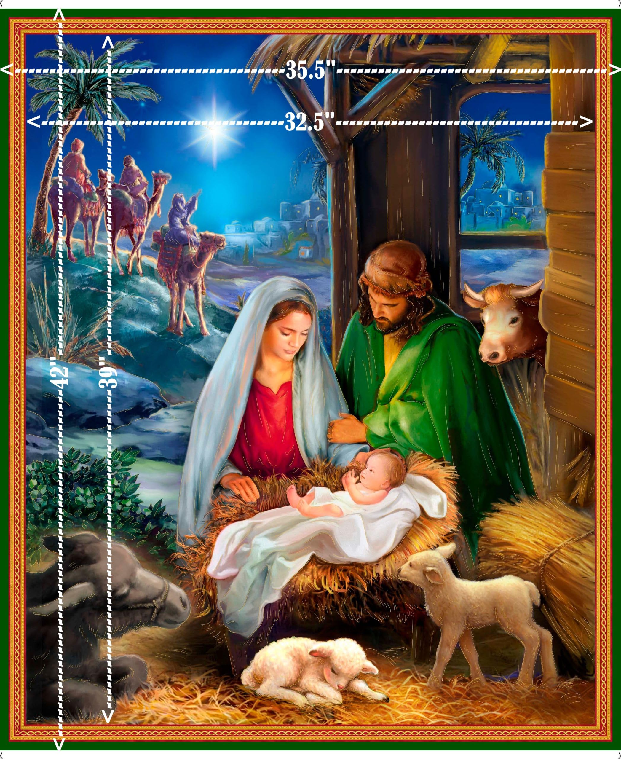 QT Fabrics The Newborn King 35.5" Nativity Panel Multi