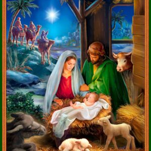 QT Fabrics The Newborn King 35.5" Nativity Panel Multi