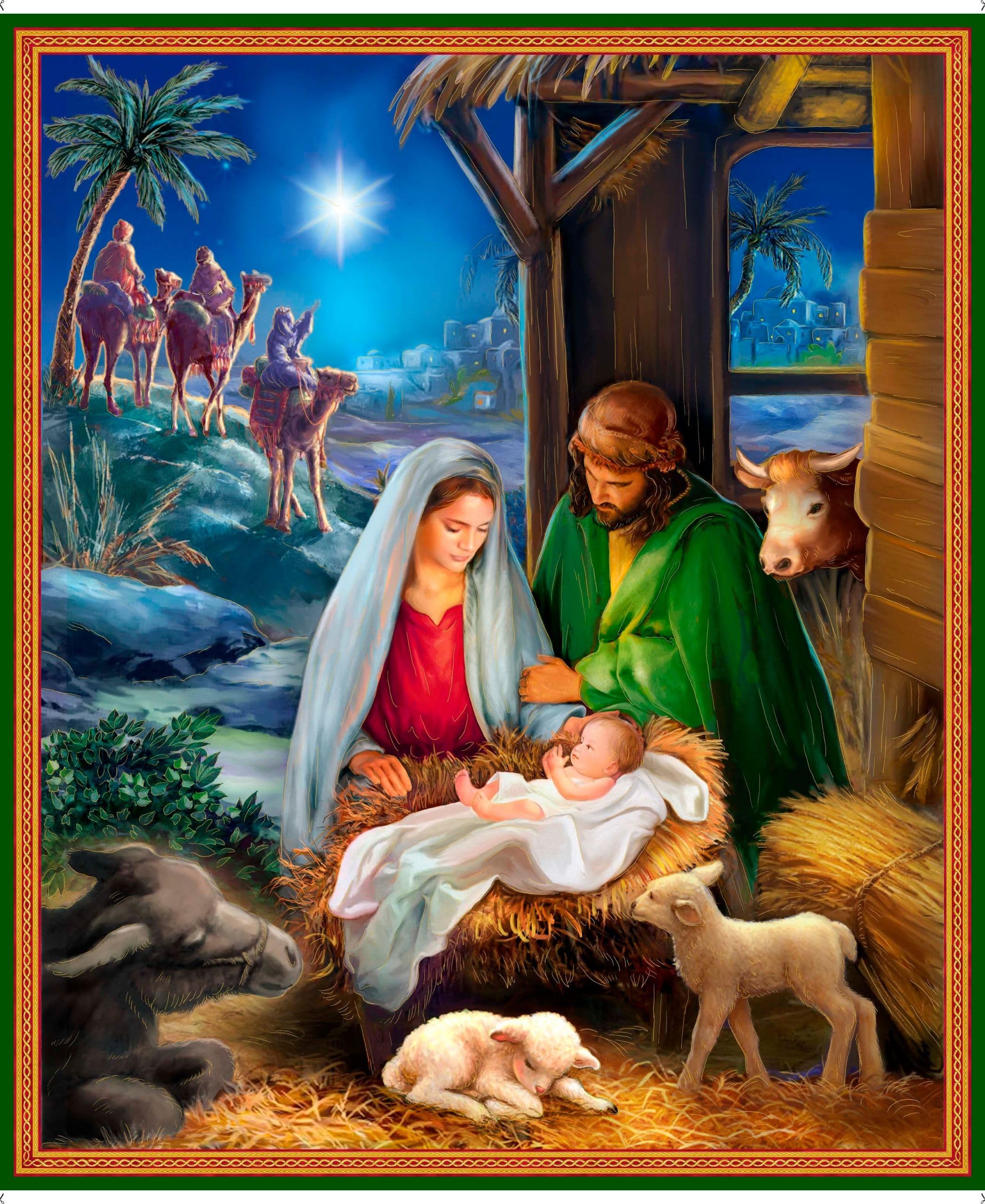 QT Fabrics The Newborn King 35.5" Nativity Panel Multi