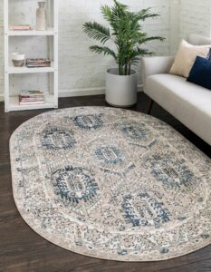 rugs.com nyla collection rug – 4' x 6' oval gray medium rug perfect for living rooms, large dining rooms, open floorplans