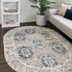 Rugs.com Nyla Collection Rug – 4' x 6' Oval Gray Medium Rug Perfect for Living Rooms, Large Dining Rooms, Open Floorplans