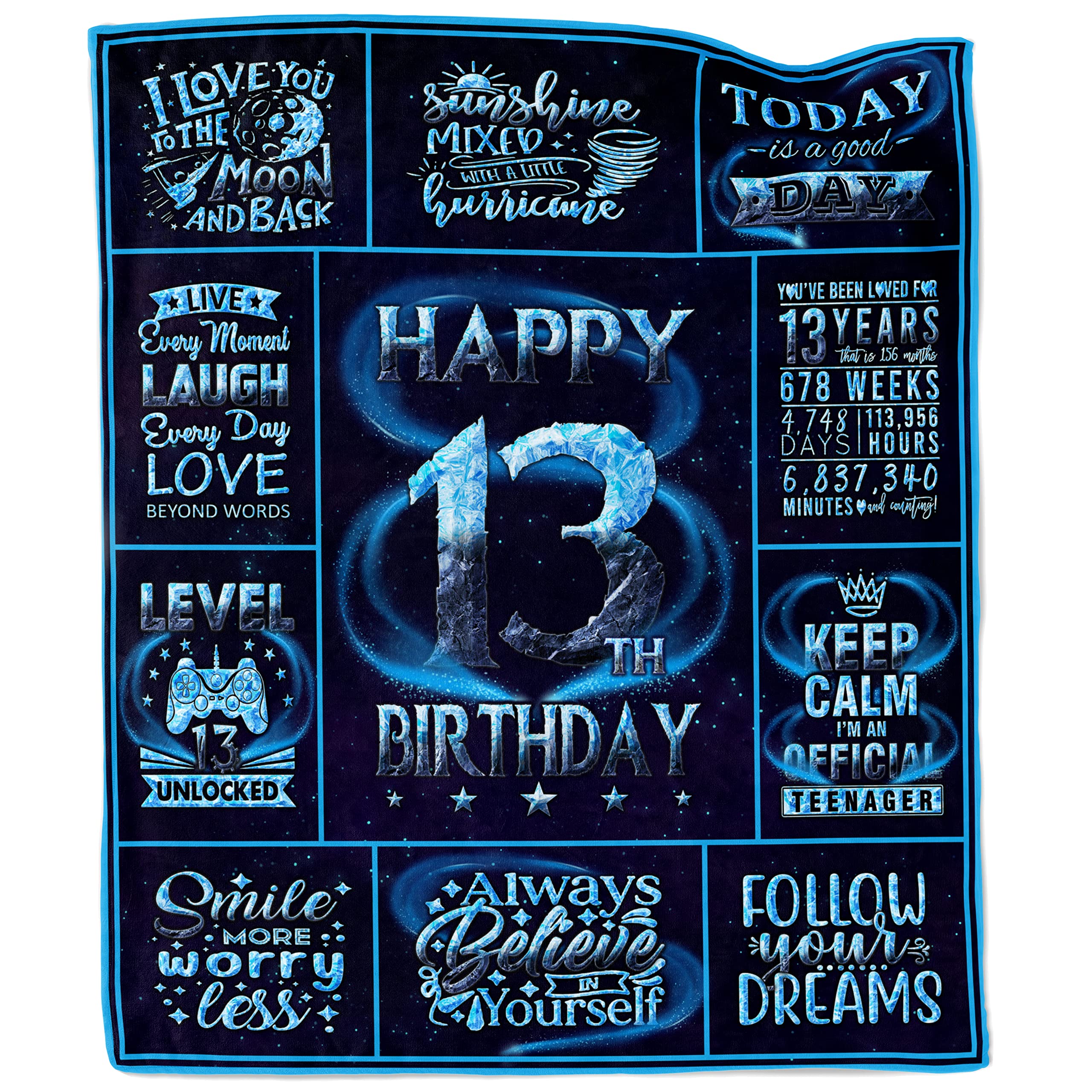 13 Year Old Boy Gift Ideas, Gifts for 13 Year Old Boy, 13th Birthday Gifts for Boys, 13 Year Old Boy Birthday Gifts, 13th Birthday Decorations for Boys, 13 Year Old Boy Gifts Throw Blanket 50"X60"