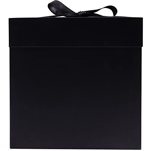 Elephant-package Medium Gift Box with Lids, Ribbon and Paper Filler, for Men Women Birthdays, Father's Day, Bridal Showers, Weddings, Baby Showers - Collapsible, 8.7", 1 Pack, Black