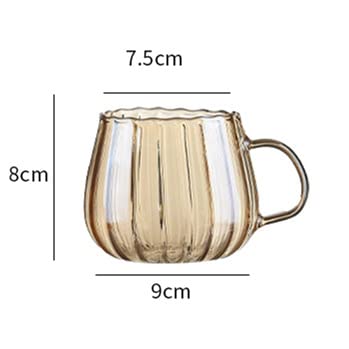 RYUHYF Mug Cup, Glass Cup,Coffee Cup,Tea Cup,Juice Cup, Petal Cup,350ml,Set of 1（Amber）