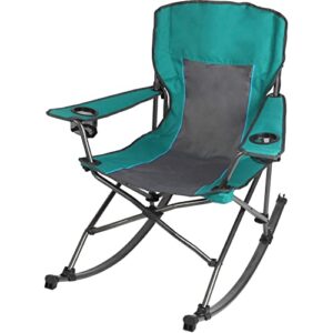 foldable comfort camp rocking chair, green, 300 lbs, adult