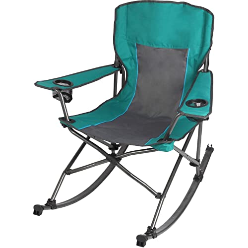 Foldable Comfort Camp Rocking Chair, Green, 300 Lbs, Adult