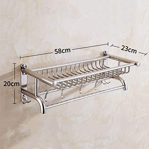 XHALERY Bath Racks,Shower Corner Wall-Mounted Storage Rack 304 Stainless Steel 2-Layer Hook Towel Rack for Kitchen Bathroomshelves