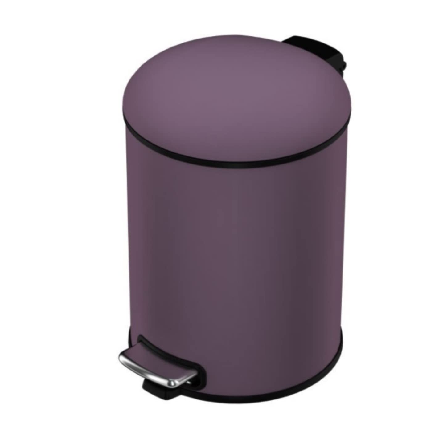 Trash Bin Trash Can Wastebasket Stainless Steel Garbage Can for Bedroom Foot-Operated Purple Trash Can with Lid Paper Basket Garbage Can Waste Bin (Color : Purple, Size : 26 * 33.5cm)