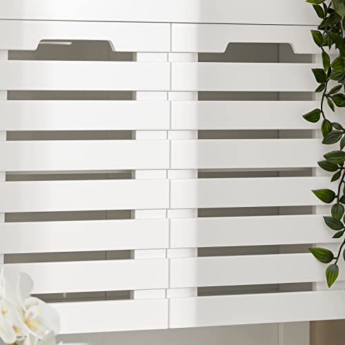 Haotian Bathroom Wall Cabinet, Medicine Cabinet, Wall Storage Cabinet, Cupboard with 2 Slatted Doors for Bathroom, Kitchen, Laundry Room and Garage, White BZR51-W