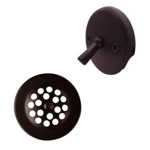 westbrass a92-12 3-1/8" trip lever bathtub and shower drain kit with 2-hole overflow faceplate, 1-pack, oil rubbed bronze