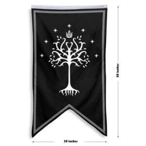 Bayyon Tree of Gondor Banner Flag 30x50 Inch Man Cave Home Office Bed Room Decor (Black)