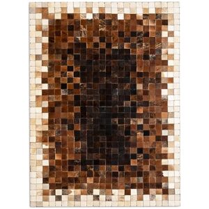 fota 100% genuine leather cowhide patchwork area rug cow skin soft hair suede carpet throw real natural pattern cowhides rustic barn house decor western southern boho (black center mix, 4' x 3')