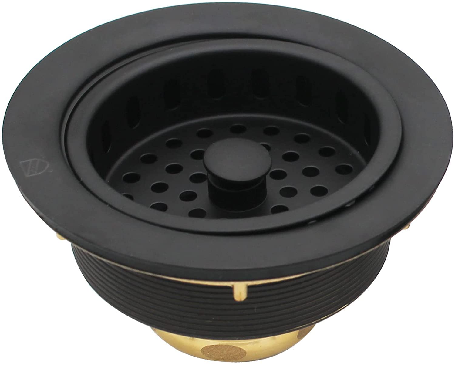 Westbrass A214-62 3-1/2" Post Style Large Kitchen Sink Basket Strainer, 1-Pack, Matte Black