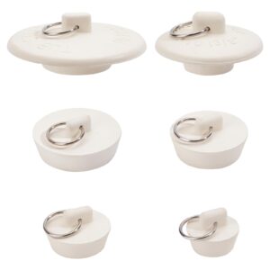 gorgecraft 6pcs drain stopper tub stopper set rubber sink stopper drain plug with pull ring for bathtub kitchen bathroom and laundry sink drain cover kit in 6 different sizes (white)