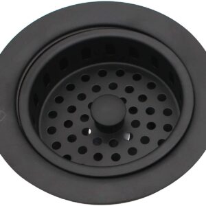 Westbrass A214-62 3-1/2" Post Style Large Kitchen Sink Basket Strainer, 1-Pack, Matte Black