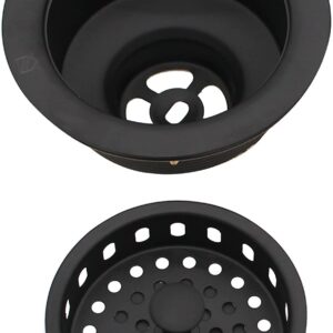 Westbrass A214-62 3-1/2" Post Style Large Kitchen Sink Basket Strainer, 1-Pack, Matte Black